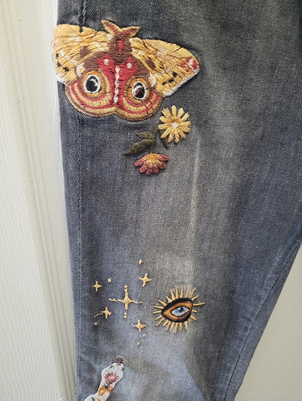 Driftwood Jackie Skinny Hallucination Embroidered Free People Jeans Size 28 - Picture 2 of 12